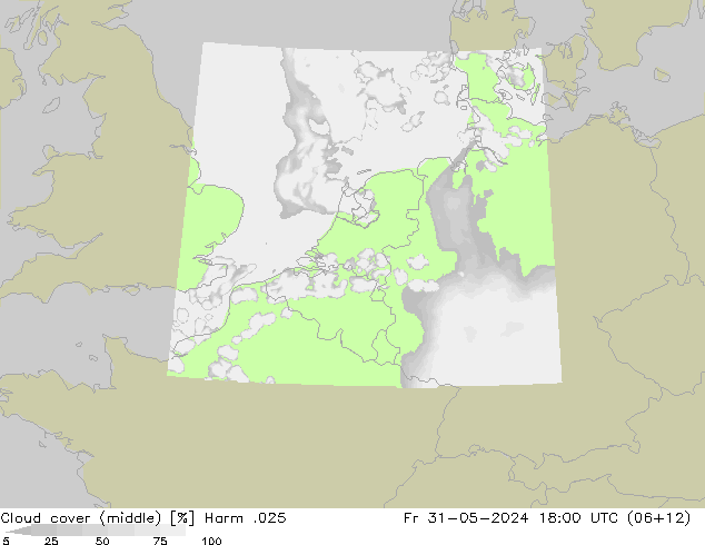 Wolken (mittel) Harm .025 Fr 31.05.2024 18 UTC