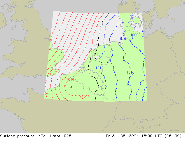 Atmosférický tlak Harm .025 Pá 31.05.2024 15 UTC