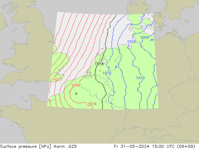 Pressione al suolo Harm .025 ven 31.05.2024 15 UTC