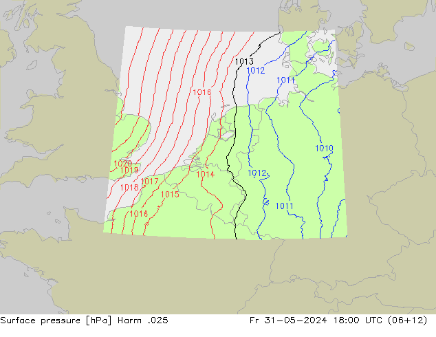 Pressione al suolo Harm .025 ven 31.05.2024 18 UTC