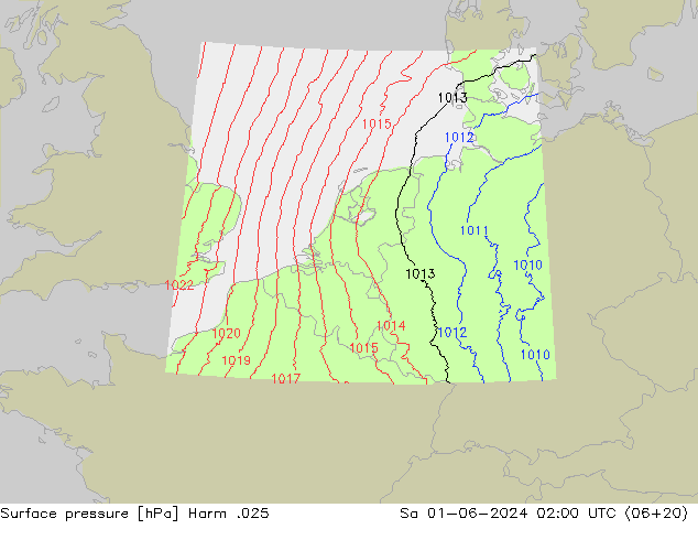 Atmosférický tlak Harm .025 So 01.06.2024 02 UTC