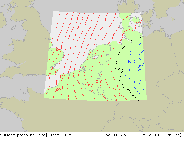 приземное давление Harm .025 сб 01.06.2024 09 UTC