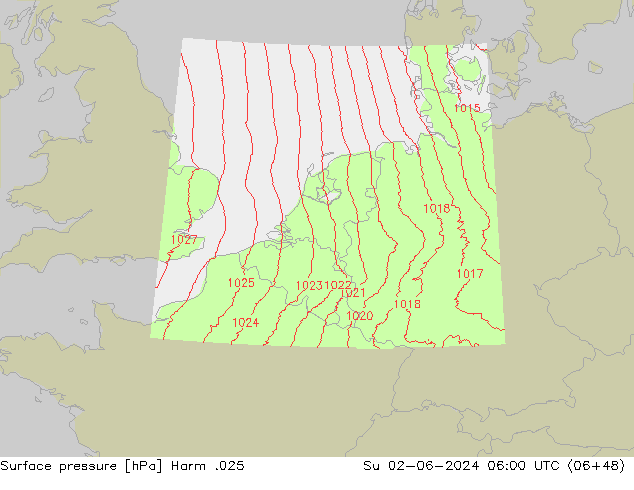 приземное давление Harm .025 Вс 02.06.2024 06 UTC