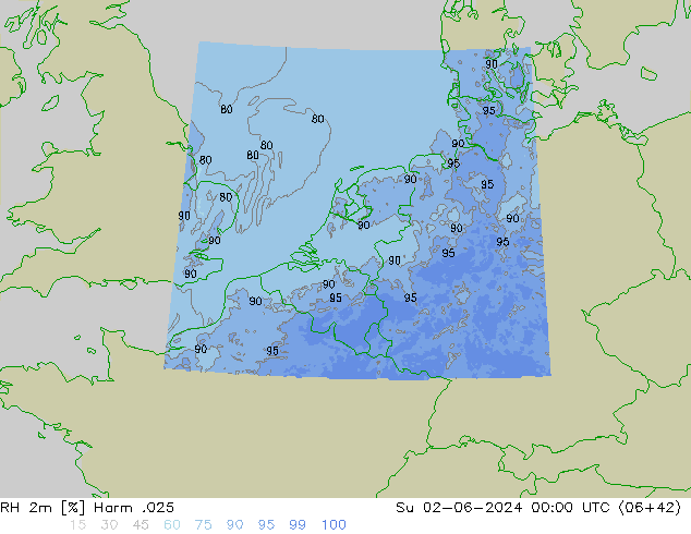 RH 2m Harm .025 Su 02.06.2024 00 UTC