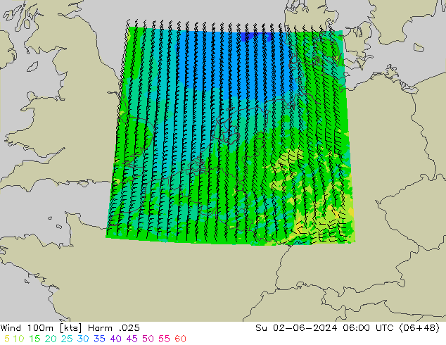 Wind 100m Harm .025 zo 02.06.2024 06 UTC
