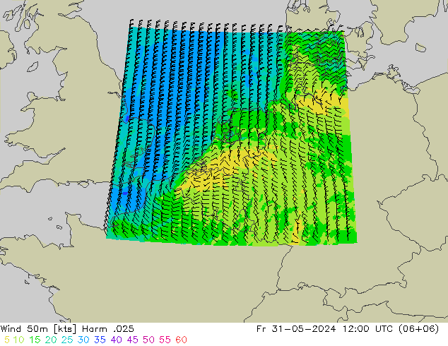 Wind 50m Harm .025 Fr 31.05.2024 12 UTC
