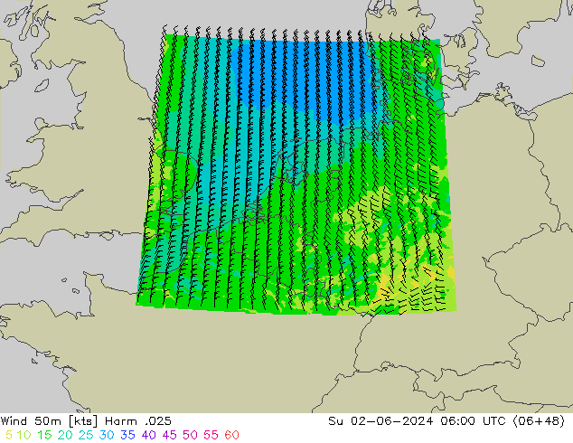 Wind 50m Harm .025 So 02.06.2024 06 UTC
