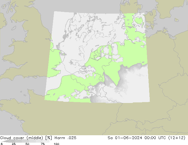 Wolken (mittel) Harm .025 Sa 01.06.2024 00 UTC