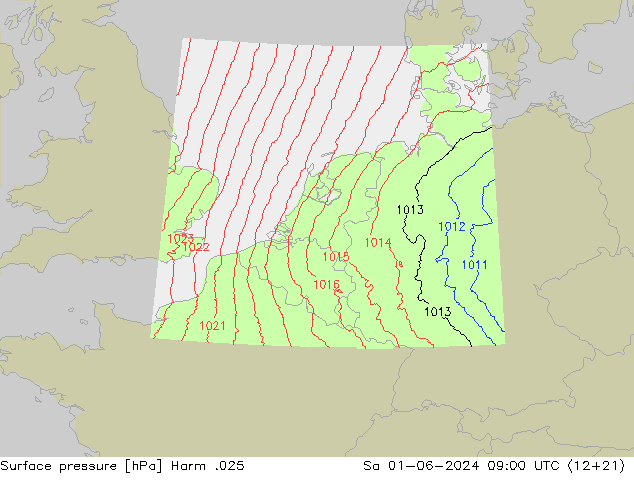 Atmosférický tlak Harm .025 So 01.06.2024 09 UTC