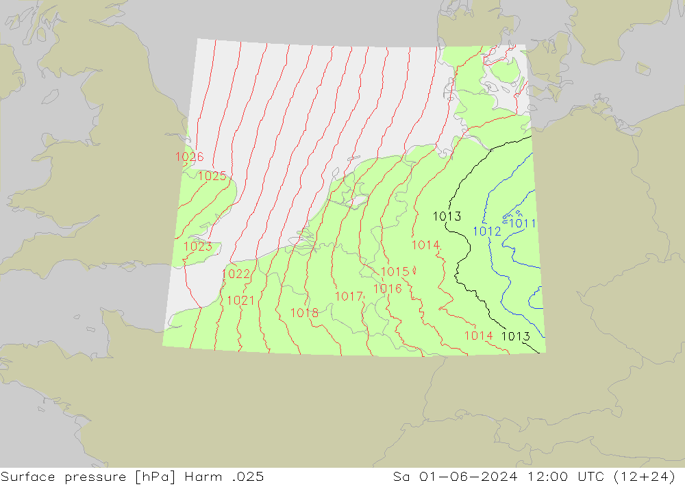 Pressione al suolo Harm .025 sab 01.06.2024 12 UTC