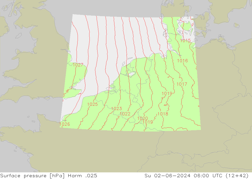 приземное давление Harm .025 Вс 02.06.2024 06 UTC