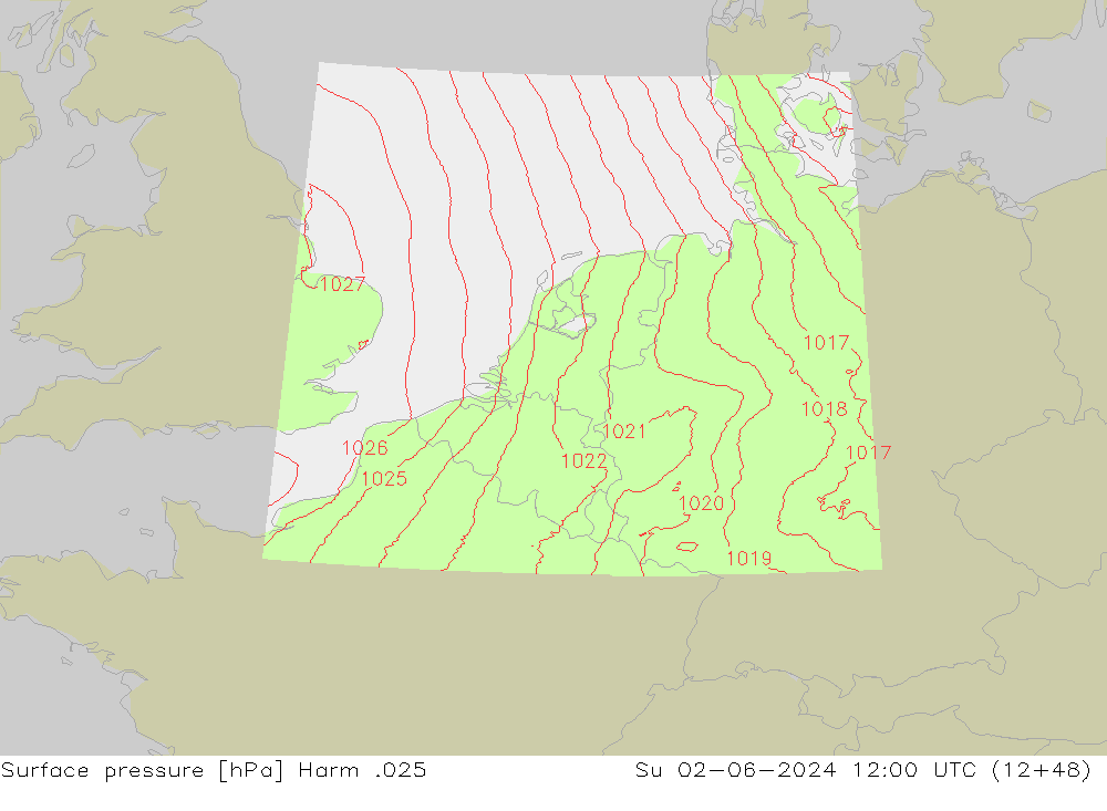 Surface pressure Harm .025 Su 02.06.2024 12 UTC