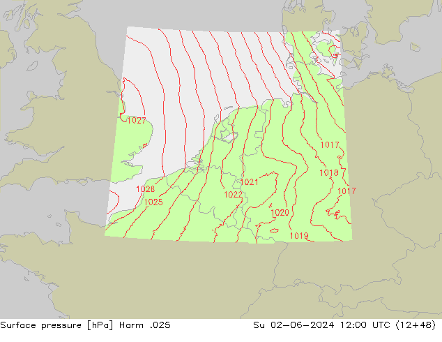 приземное давление Harm .025 Вс 02.06.2024 12 UTC
