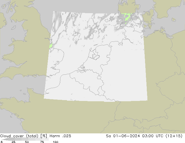 Bewolking (Totaal) Harm .025 za 01.06.2024 03 UTC