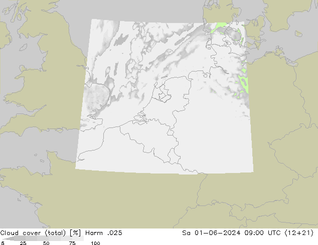 Bewolking (Totaal) Harm .025 za 01.06.2024 09 UTC