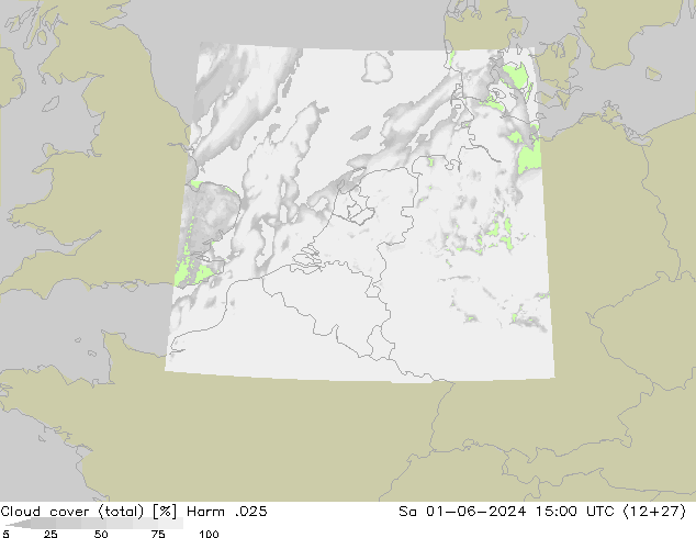 Cloud cover (total) Harm .025 So 01.06.2024 15 UTC