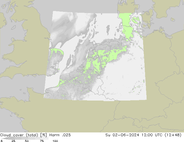 Cloud cover (total) Harm .025 Su 02.06.2024 12 UTC