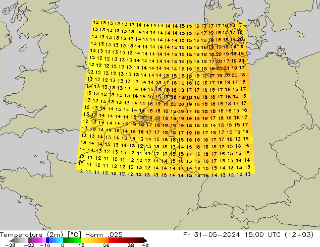 Temperature (2m) Harm .025 Pá 31.05.2024 15 UTC