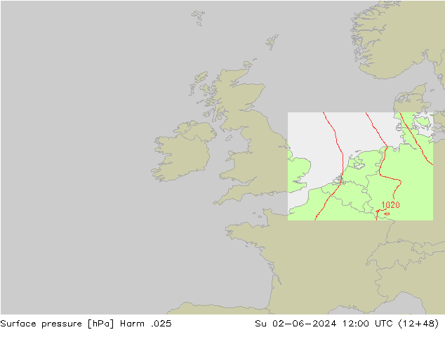 Pressione al suolo Harm .025 dom 02.06.2024 12 UTC