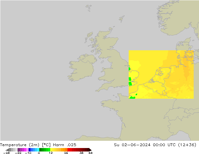 Temperature (2m) Harm .025 Ne 02.06.2024 00 UTC