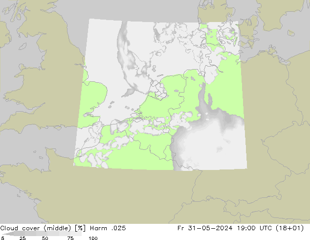 Cloud cover (middle) Harm .025 Fr 31.05.2024 19 UTC