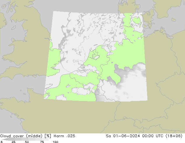 Wolken (mittel) Harm .025 Sa 01.06.2024 00 UTC