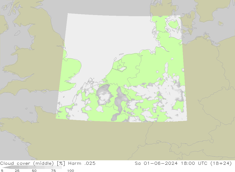 Cloud cover (middle) Harm .025 Sa 01.06.2024 18 UTC