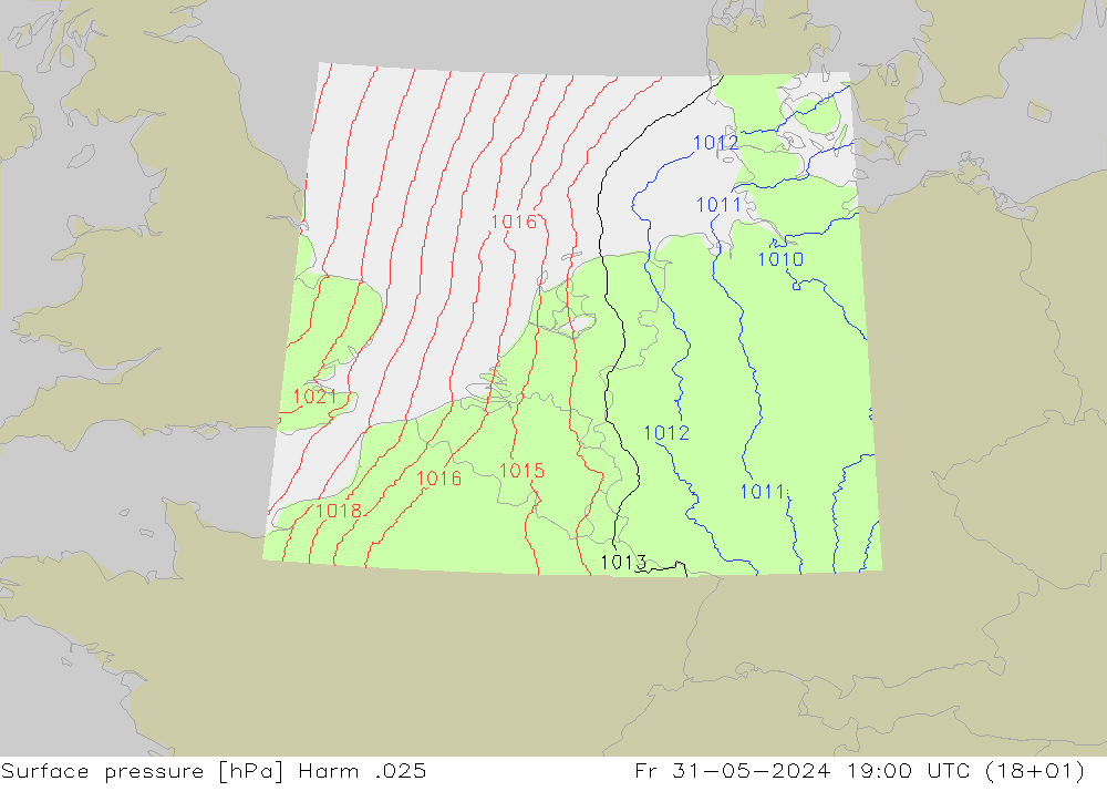 Surface pressure Harm .025 Fr 31.05.2024 19 UTC