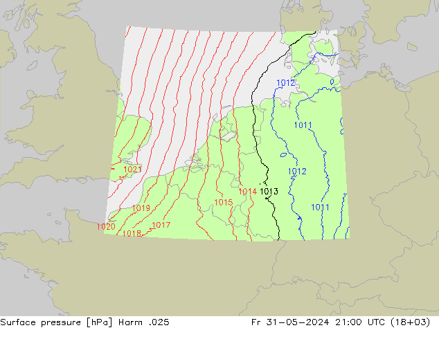 Pressione al suolo Harm .025 ven 31.05.2024 21 UTC