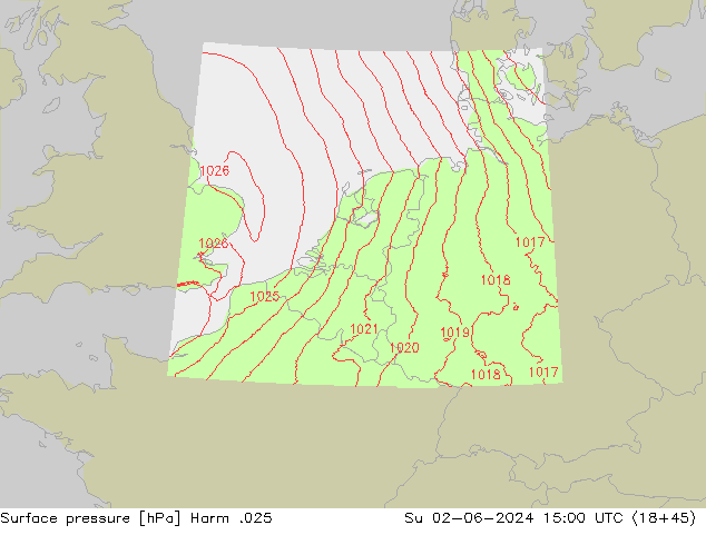 Pressione al suolo Harm .025 dom 02.06.2024 15 UTC