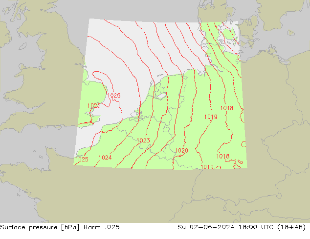 приземное давление Harm .025 Вс 02.06.2024 18 UTC