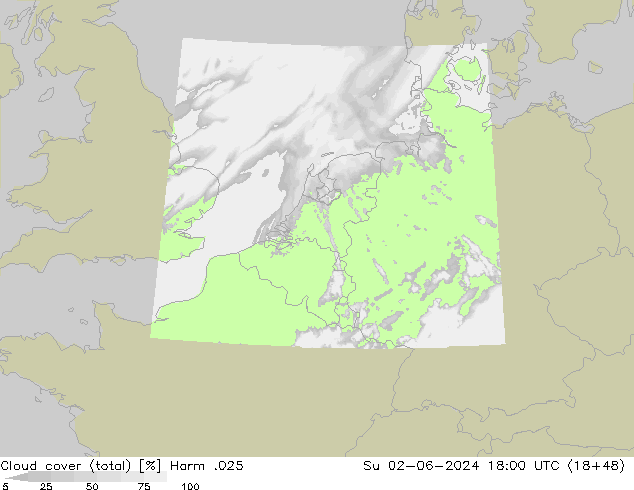 zachmurzenie (suma) Harm .025 nie. 02.06.2024 18 UTC