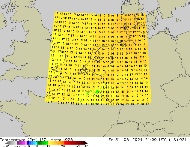 Temperatura (2m) Harm .025 Sex 31.05.2024 21 UTC