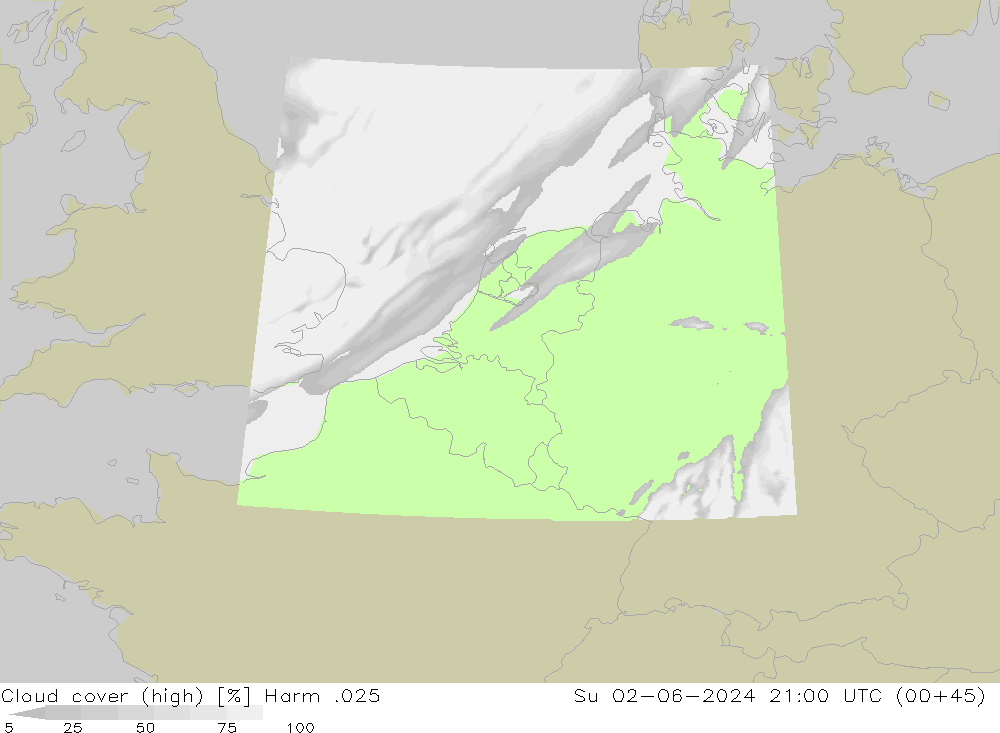 Cloud cover (high) Harm .025 Su 02.06.2024 21 UTC
