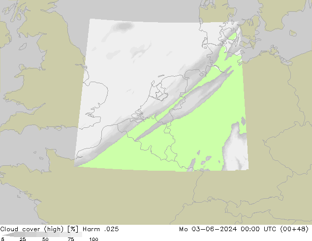 Cloud cover (high) Harm .025 Mo 03.06.2024 00 UTC