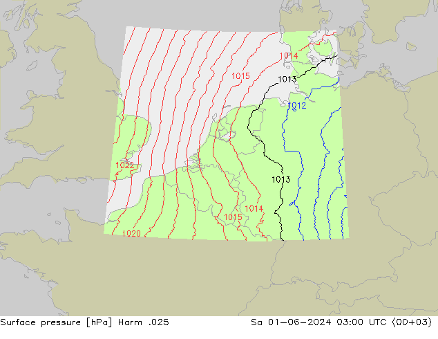 Atmosférický tlak Harm .025 So 01.06.2024 03 UTC