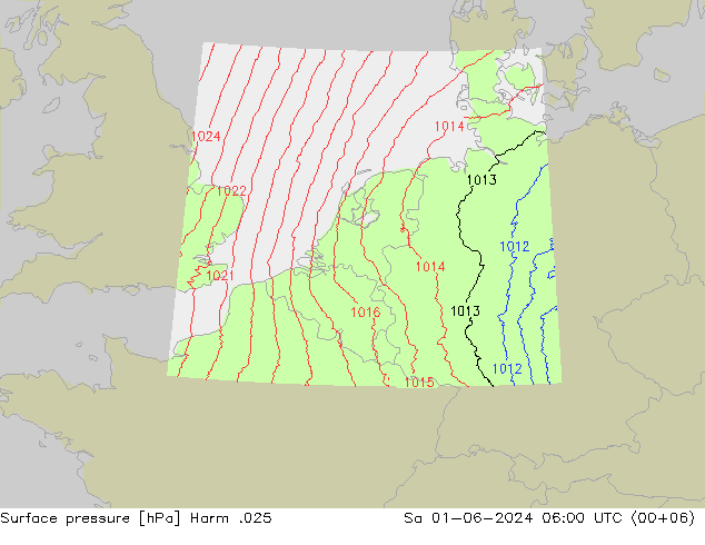 Atmosférický tlak Harm .025 So 01.06.2024 06 UTC