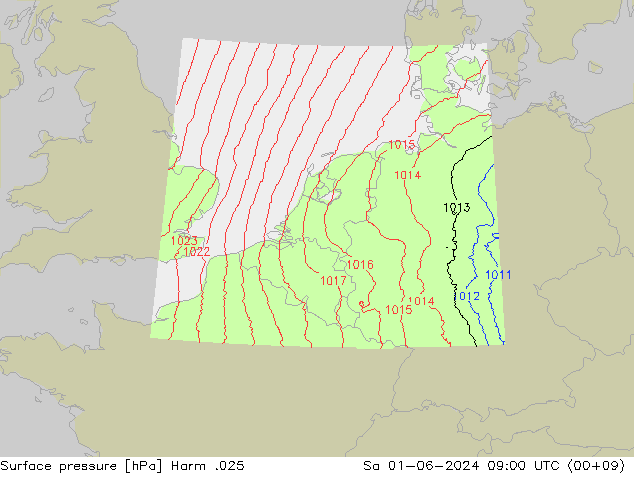 Surface pressure Harm .025 Sa 01.06.2024 09 UTC
