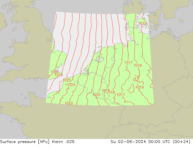 Atmosférický tlak Harm .025 Ne 02.06.2024 00 UTC
