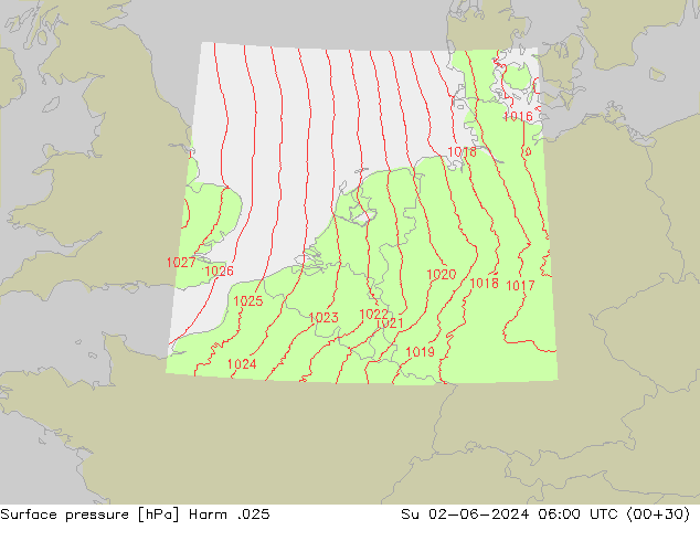 приземное давление Harm .025 Вс 02.06.2024 06 UTC