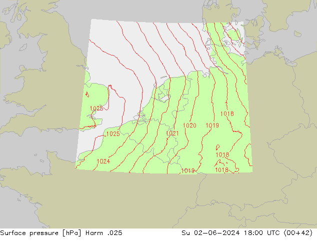 приземное давление Harm .025 Вс 02.06.2024 18 UTC