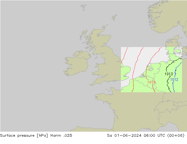 Pressione al suolo Harm .025 sab 01.06.2024 06 UTC