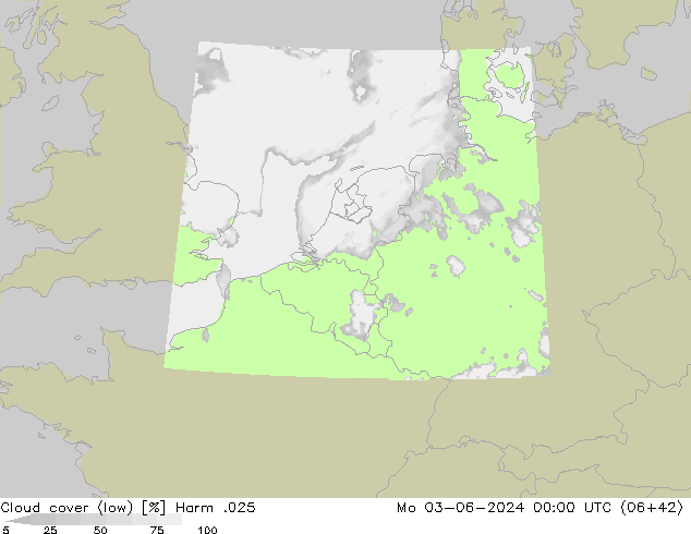nízká oblaka Harm .025 Po 03.06.2024 00 UTC