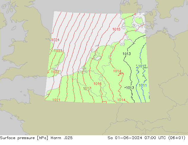 Atmosférický tlak Harm .025 So 01.06.2024 07 UTC