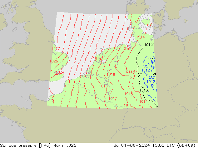 Pressione al suolo Harm .025 sab 01.06.2024 15 UTC