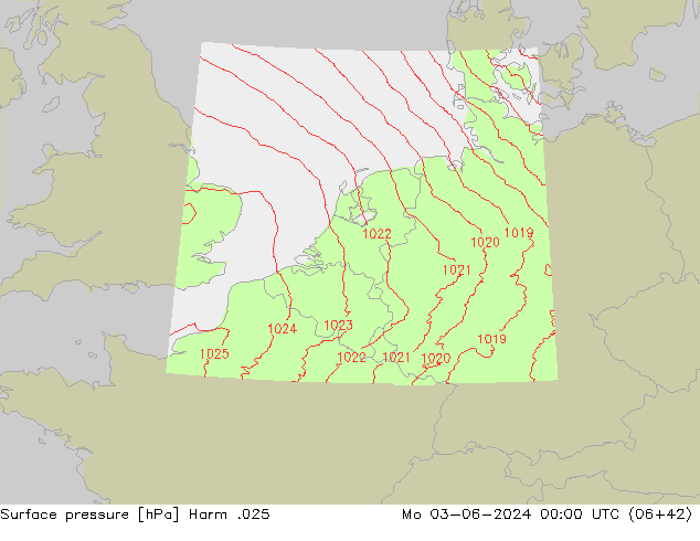 Presión superficial Harm .025 lun 03.06.2024 00 UTC