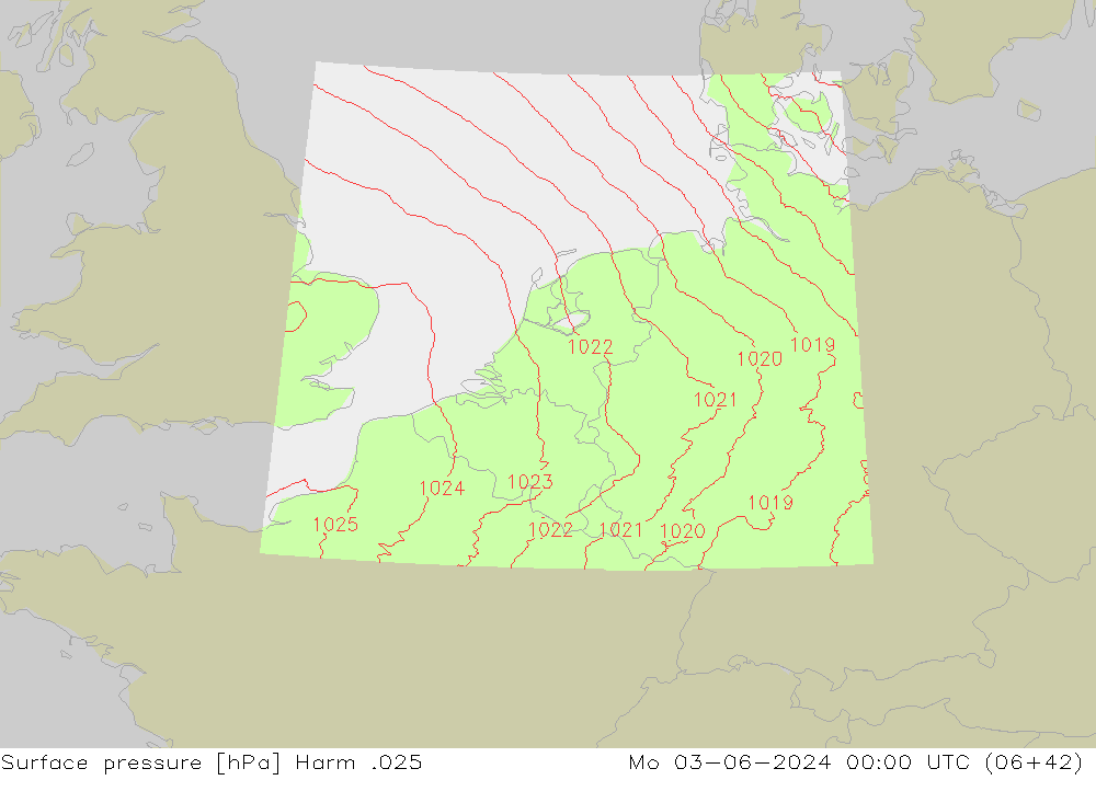 Atmosférický tlak Harm .025 Po 03.06.2024 00 UTC