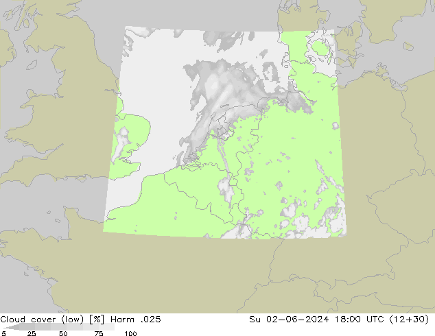 Bewolking (Laag) Harm .025 zo 02.06.2024 18 UTC