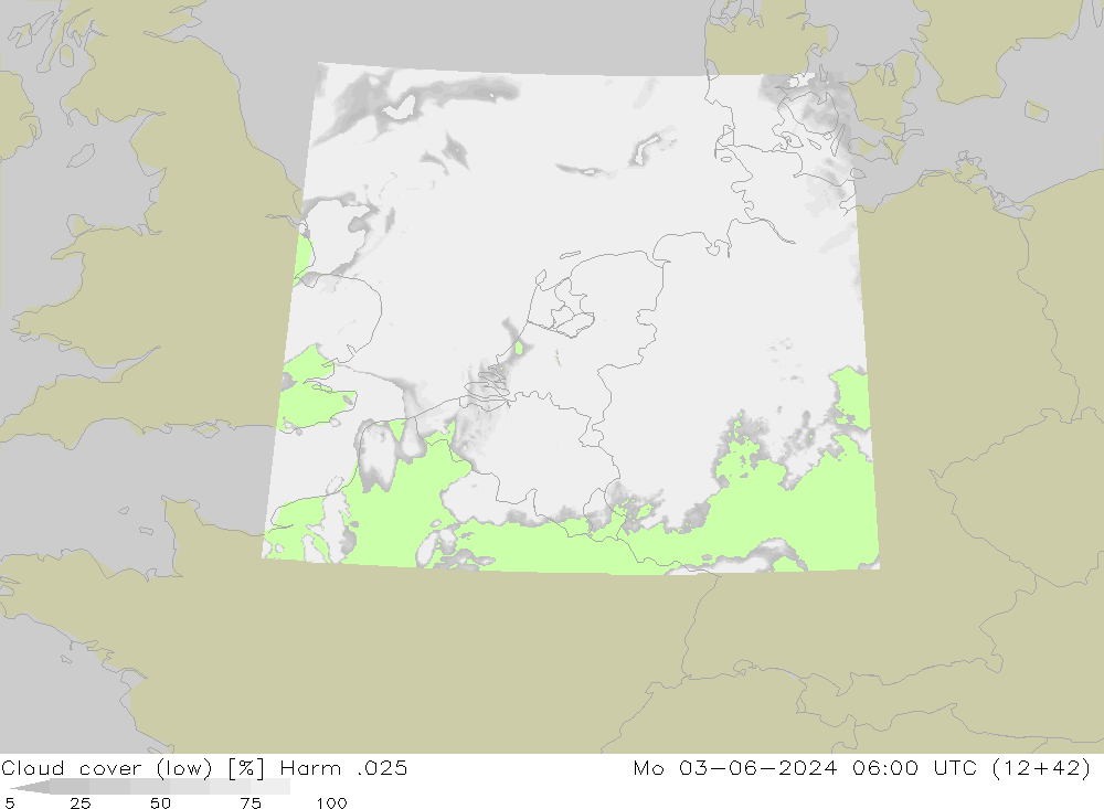 Cloud cover (low) Harm .025 Mo 03.06.2024 06 UTC