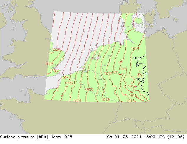 Atmosférický tlak Harm .025 So 01.06.2024 18 UTC